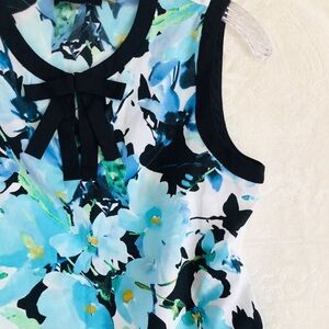 Karl Lagerfeld Floral Print Top with Black Bow Detail